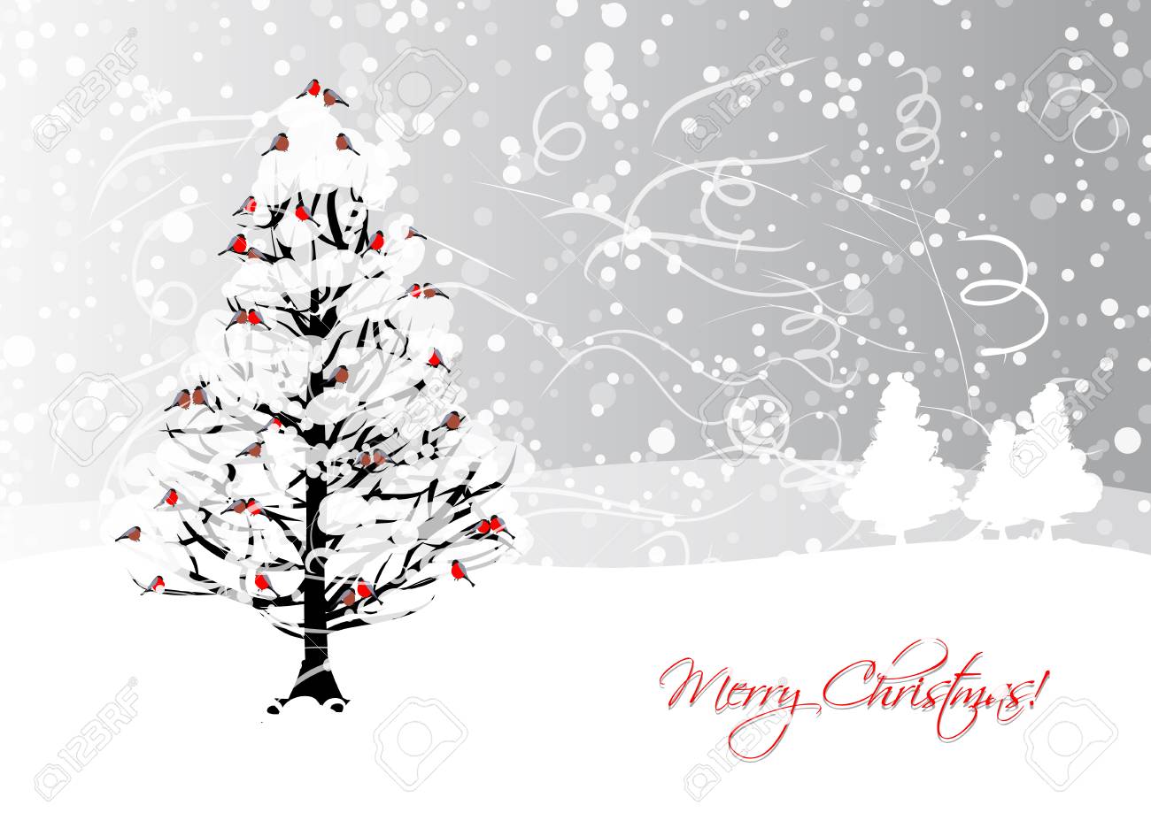 冬の木とみごとクリスマス カードのデザイン のイラスト素材 ベクタ Image