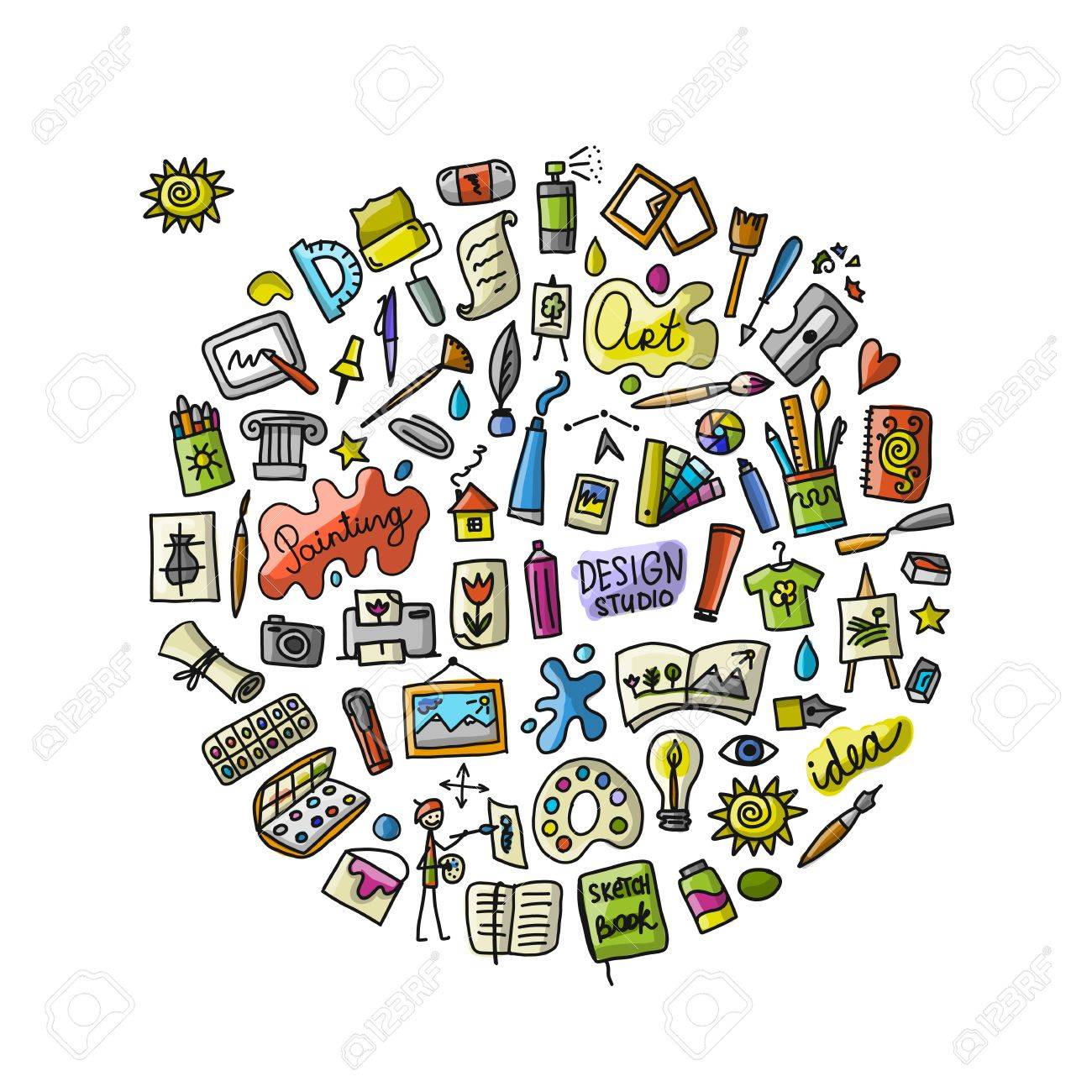 School of drawing, icons set for your design - 87266516 School of drawing, icons set for your design - 87266516