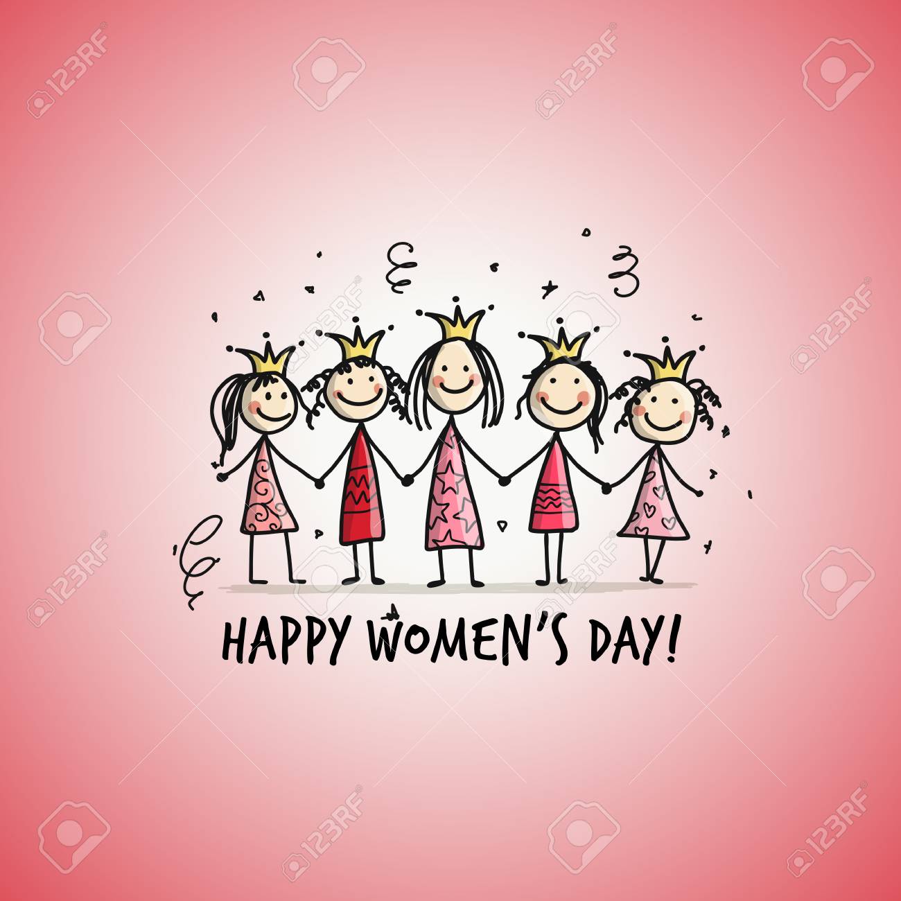 Happy womens day Card with pretty girls for your design - 96844916 Happy womens day Card with pretty girls for your design - 96844916