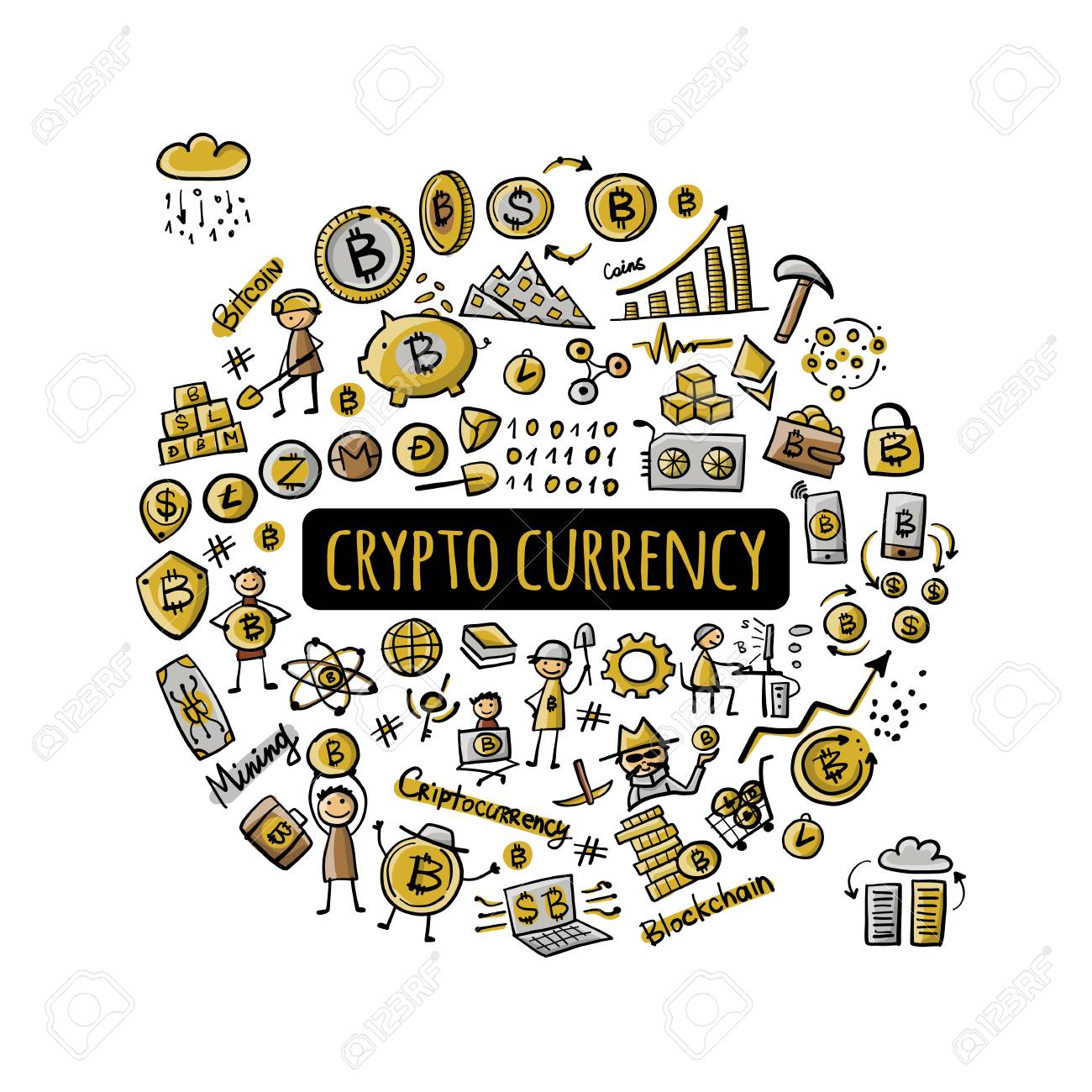 Bitcoin Cryptocurrency And Blockchain Technology Frame For Royalty Free Cliparts Vectors And Stock Illustration Image 128174899