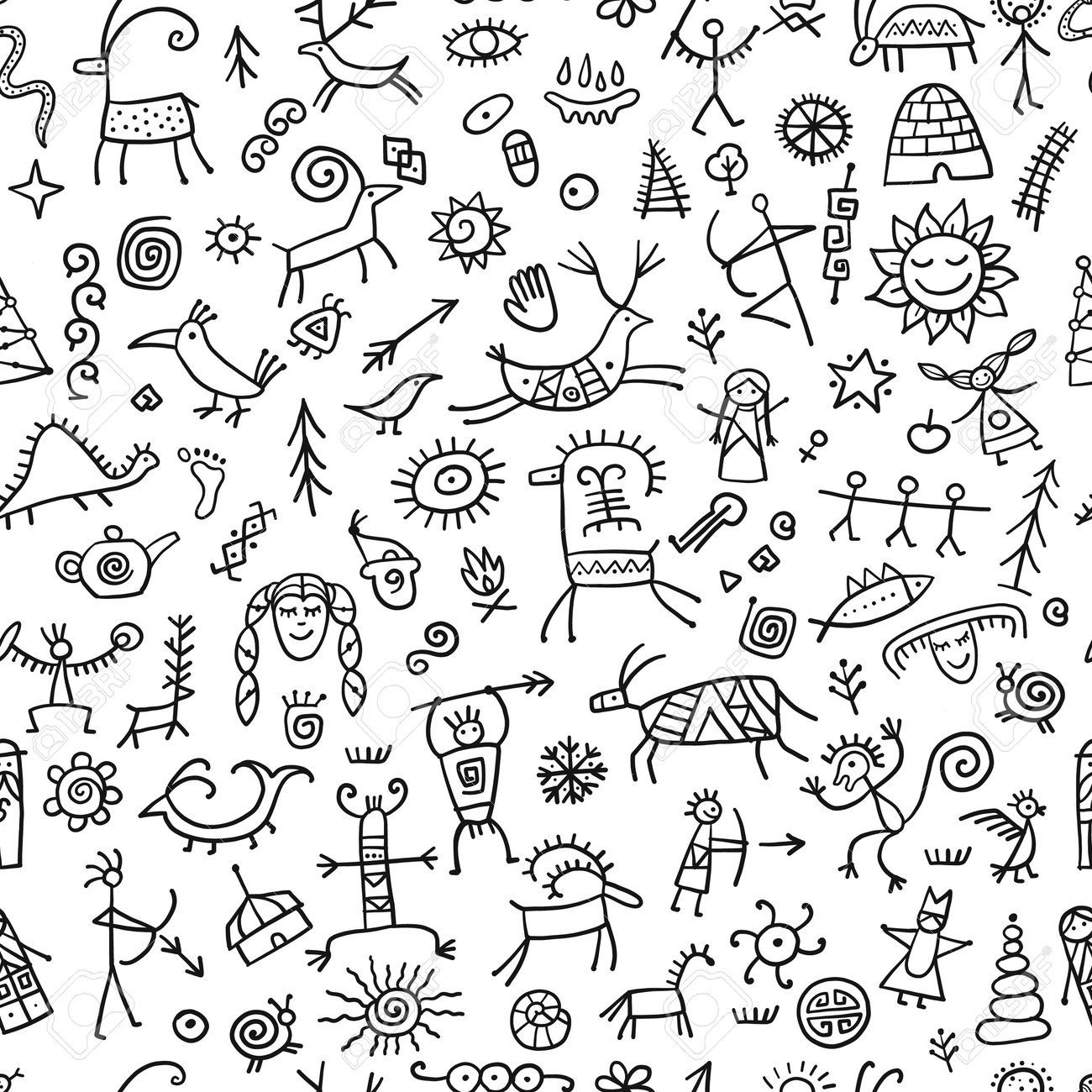 Rock paintings background, seamless pattern for your design - 169416666 Rock paintings background, seamless pattern for your design - 169416666