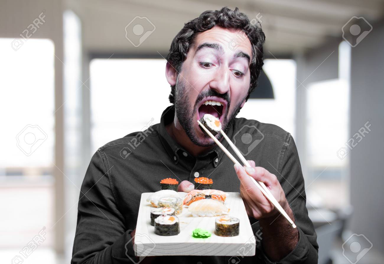 若い男を食べる寿司 の写真素材 画像素材 Image