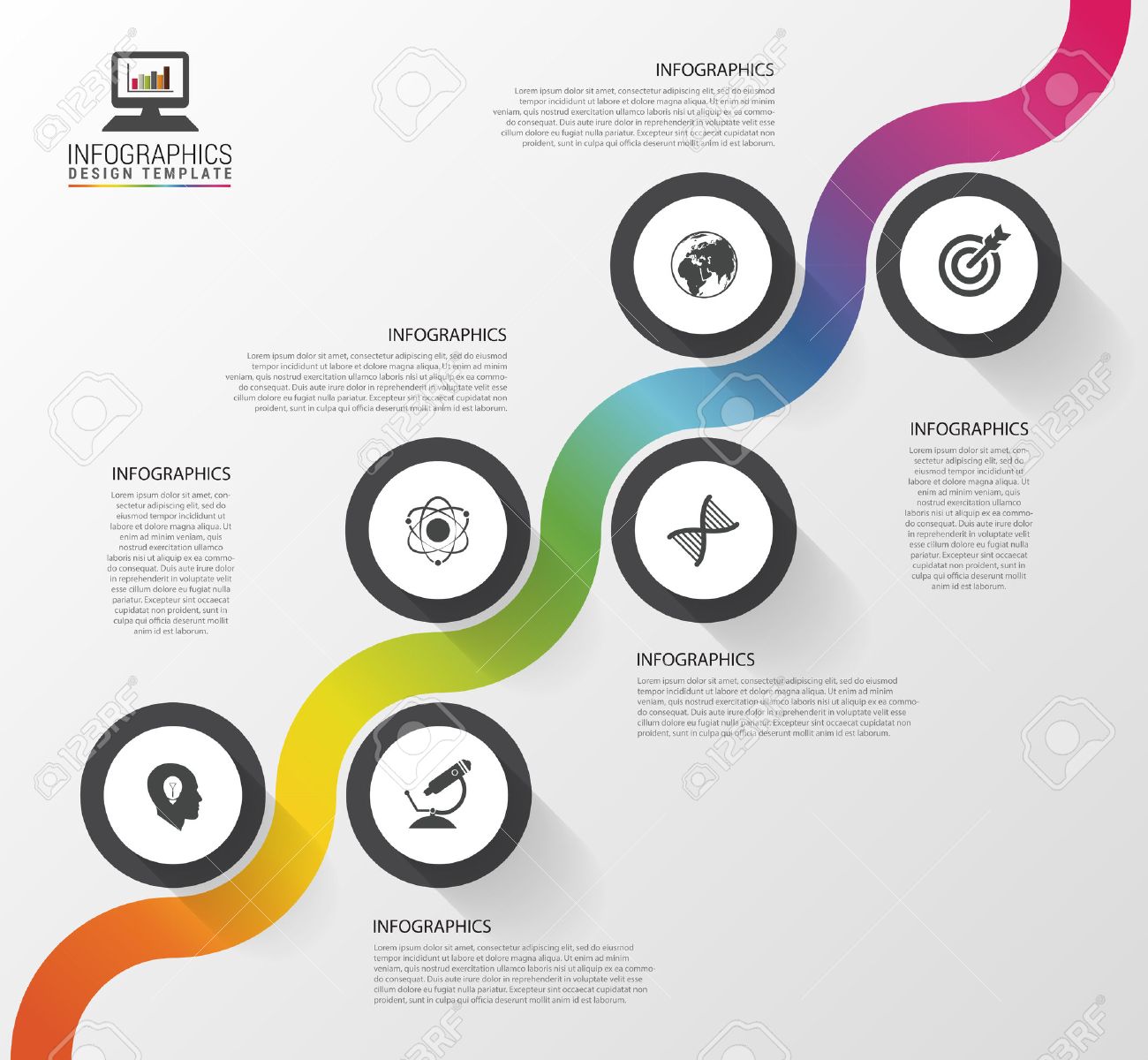 abstract colorful business path timeline infographic template path template