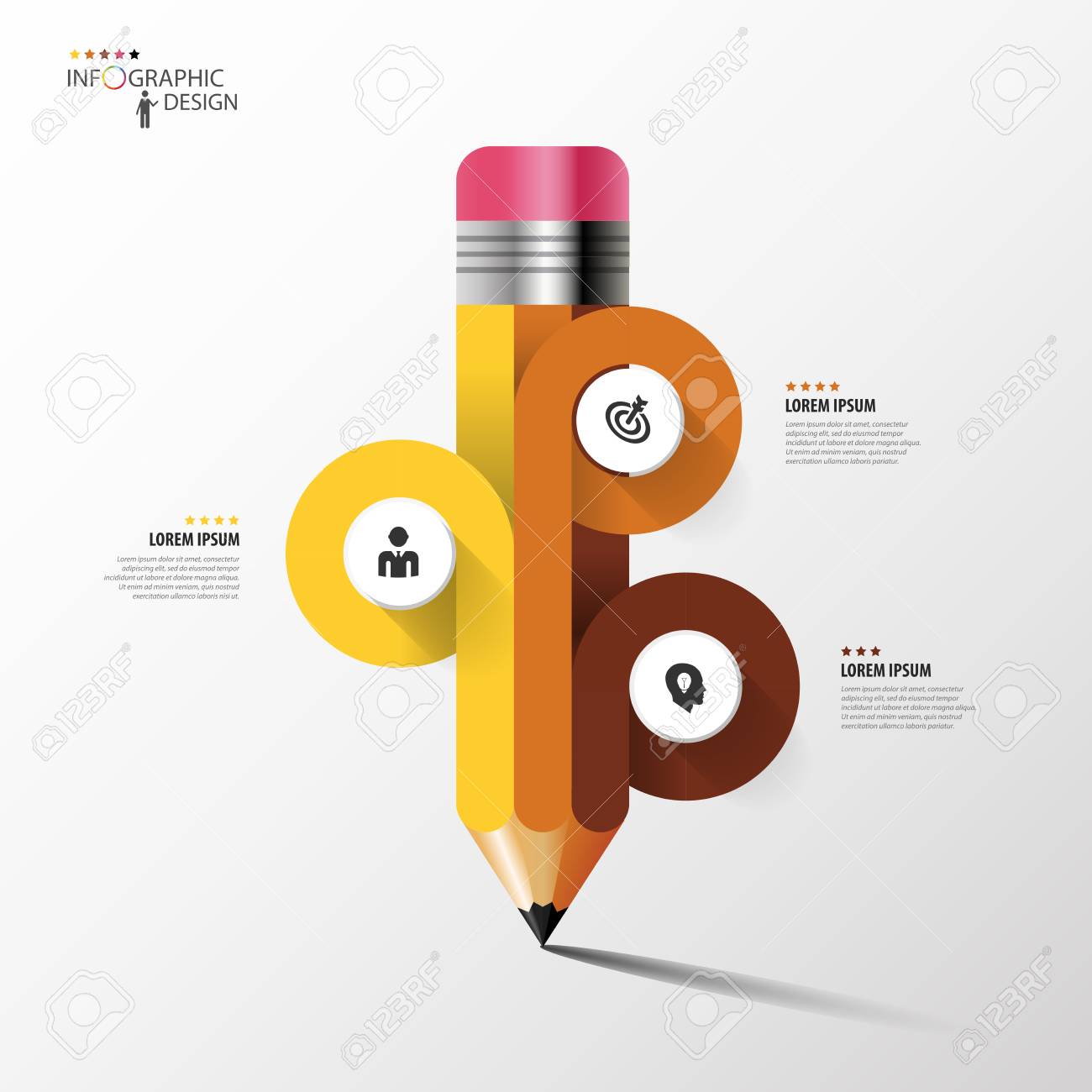 modern infographic template with pencil and 3 options vector stock vector 45344743