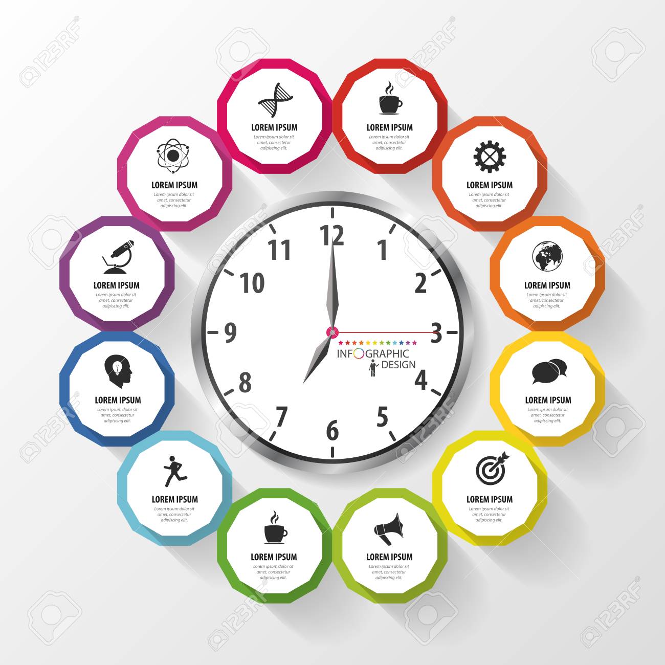 infographic design template business plan modern clock vector