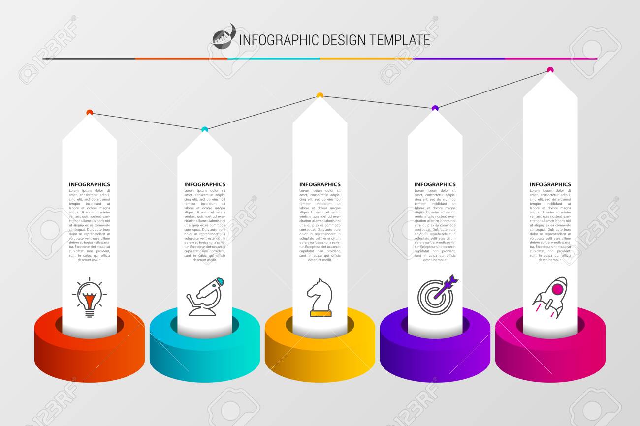 Infographic Design Template Organization Chart With 5 Steps
