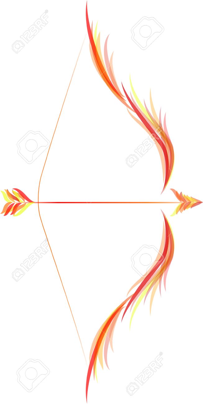 1 つの火の矢と伸ばされた弓を火します のイラスト素材 ベクタ Image 1 つの火の矢と伸ばされた弓を火します のイラスト素材 ベクタ Image