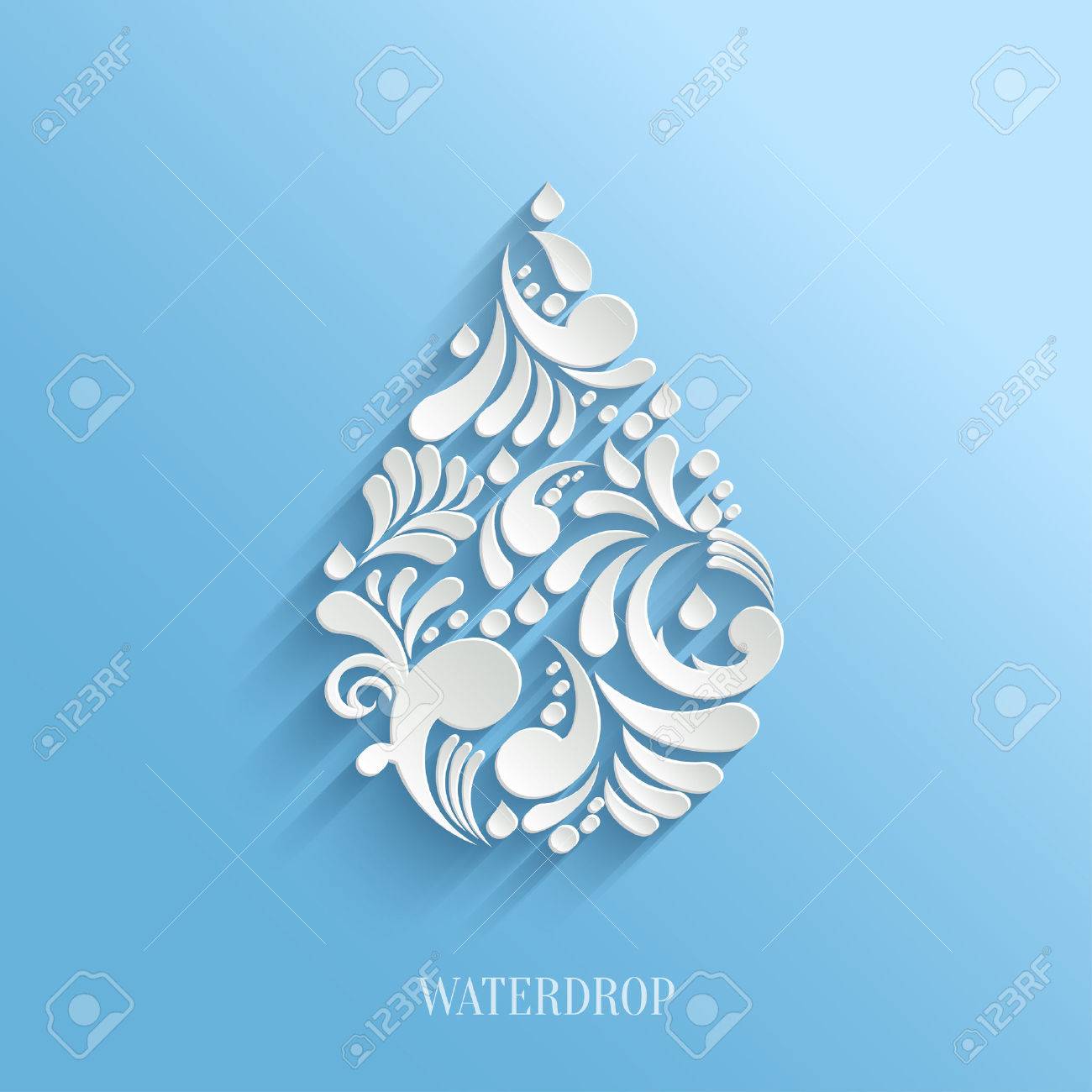 抽象的なベクトル青色の背景に花柄の水滴 エコの概念 のイラスト素材 ベクタ Image