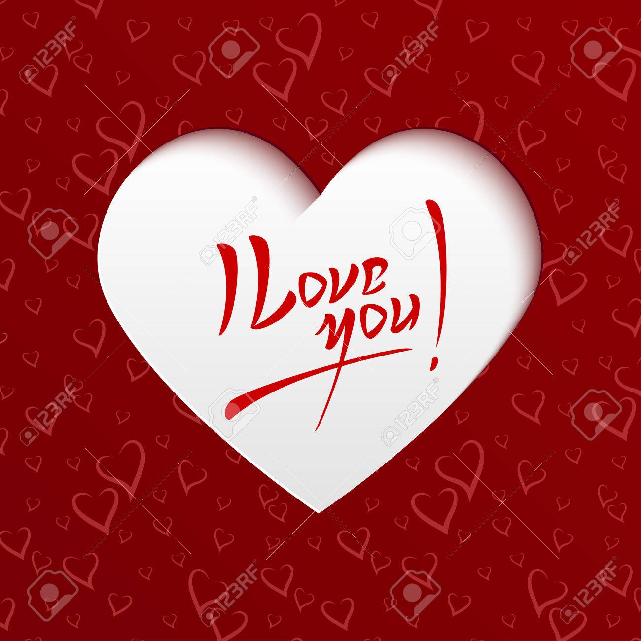 i love you valentines day hand lettering greeting card on paper