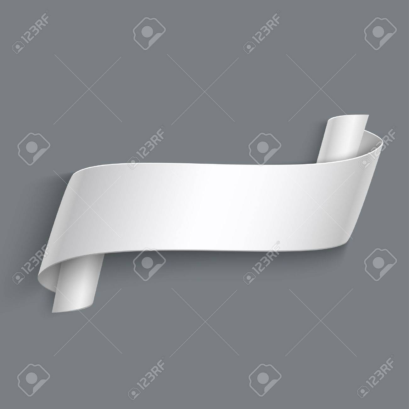 vector 3d curved paper banner isolated on grey background easy
