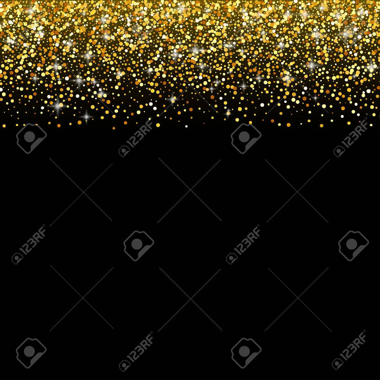 vector black background with gold glitter sparkle greeting card