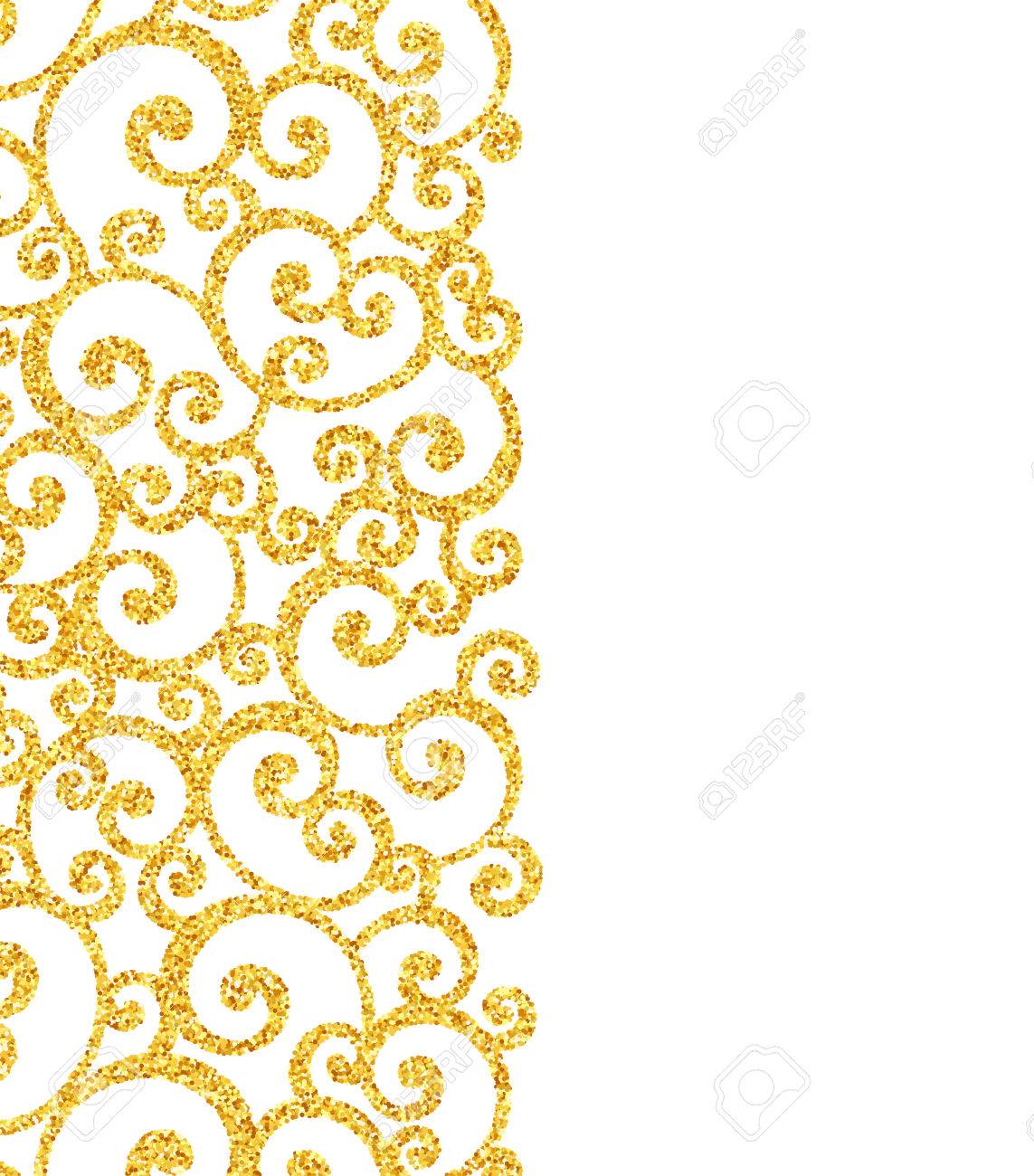 vector gold glitter swirl pattern golden sparkles on white
