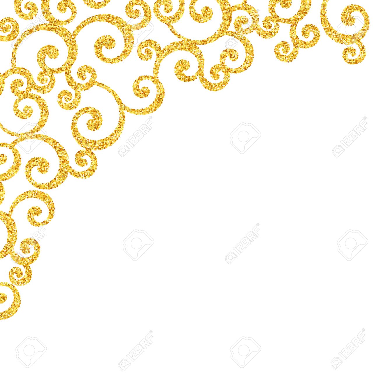 vector gold glitter swirl pattern golden sparkles on white