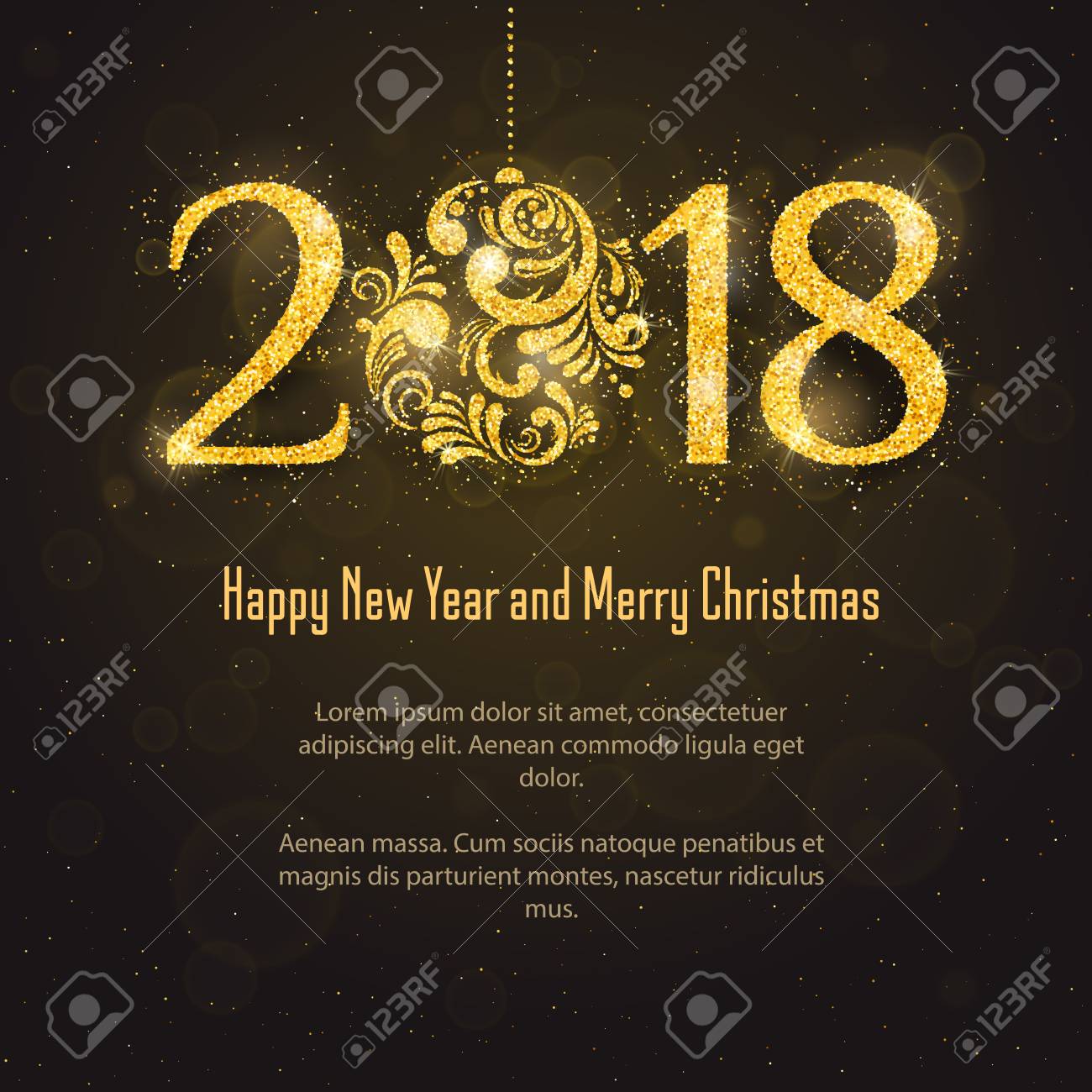 Vector 2018 Happy New Year And Merry Christmas Greeting Card Stock Photo Picture And Royalty Free Image Image 83611839