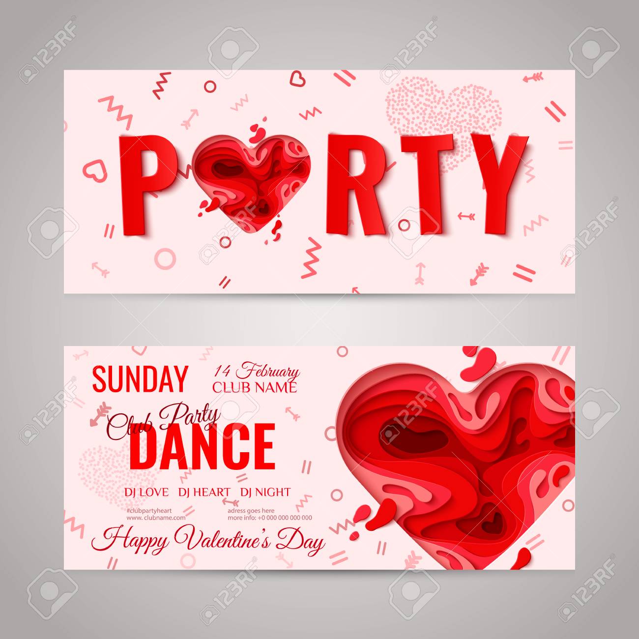 happy valentines day invitation party card 3d paper cut heart valentines party invitation