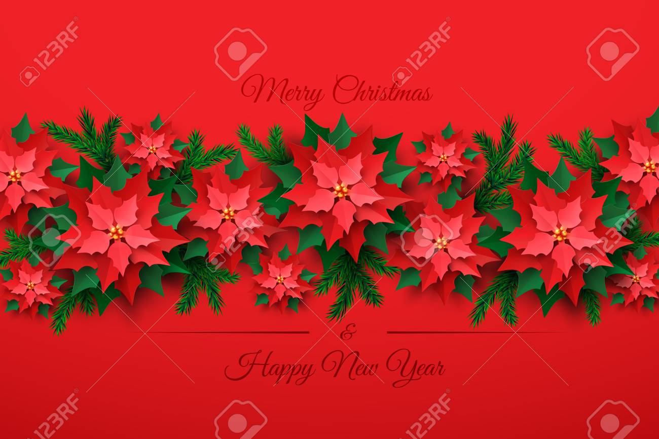 Download Vector Red Christmas Tree Made Of 3d Layered Poinsettia Flower Royalty Free Cliparts Vectors And Stock Illustration Image 110628133