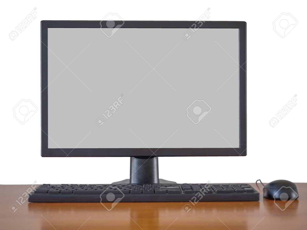 Blank screen computer desktop with keyboard. (Work place concept) - 120463695 Blank screen computer desktop with keyboard. (Work place concept) - 120463695