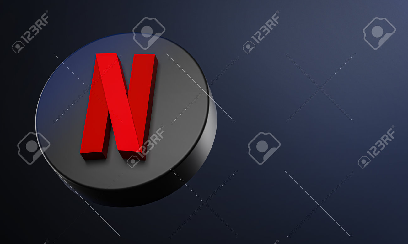 어두운 Bakcgorund 우아한 템플릿 빈 공간에 Netflix 원 버튼 아이콘 3d 로열티 무료 사진, 그림, 이미지 그리고  스톡포토그래피. Image 161761342