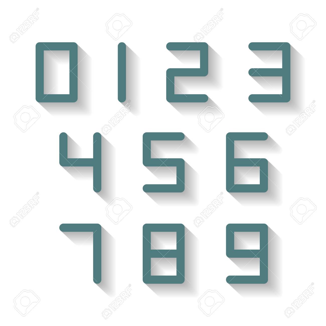 Digital Numbers From One To Nine With A Long Shadow Vector Illustration Royalty Free Cliparts Vectors And Stock Illustration Image