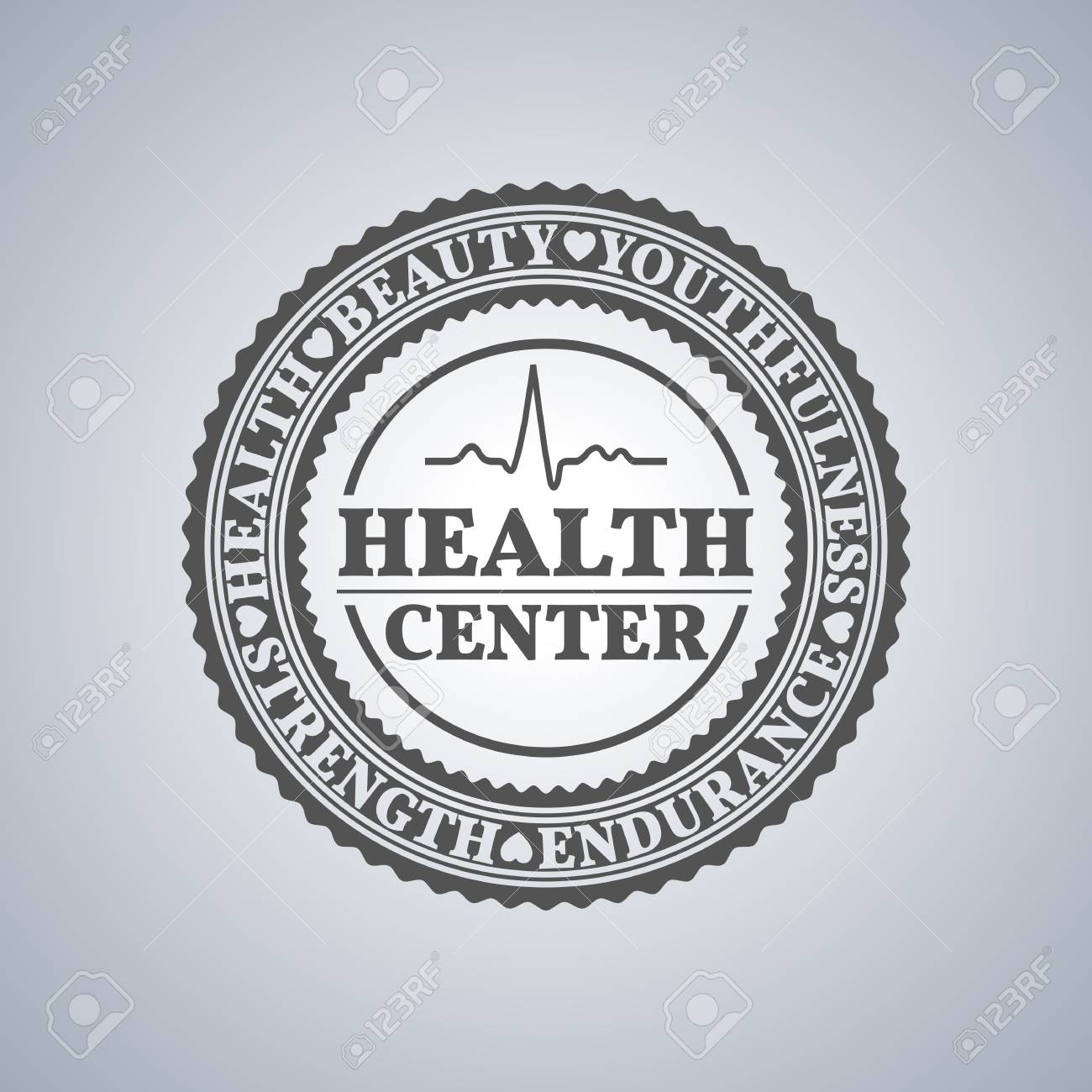 Grey Sports Emblem Logo Label For A Fitness Club A Gym A