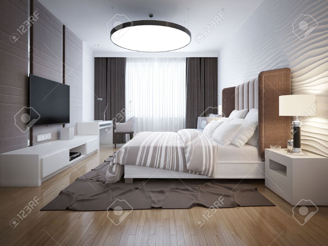 Design Lumineux De Chambre Contemporaine. Chambre Avec Un Mobilier ... Design Lumineux De Chambre Contemporaine. Chambre Avec Un Mobilier ...