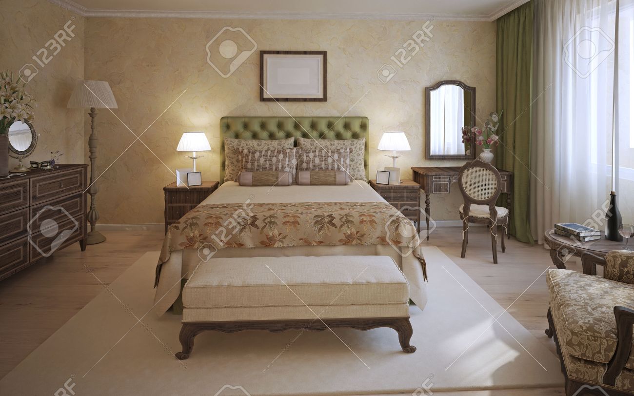 Master Bedroom English Style A Room With Two Place Bed Olive