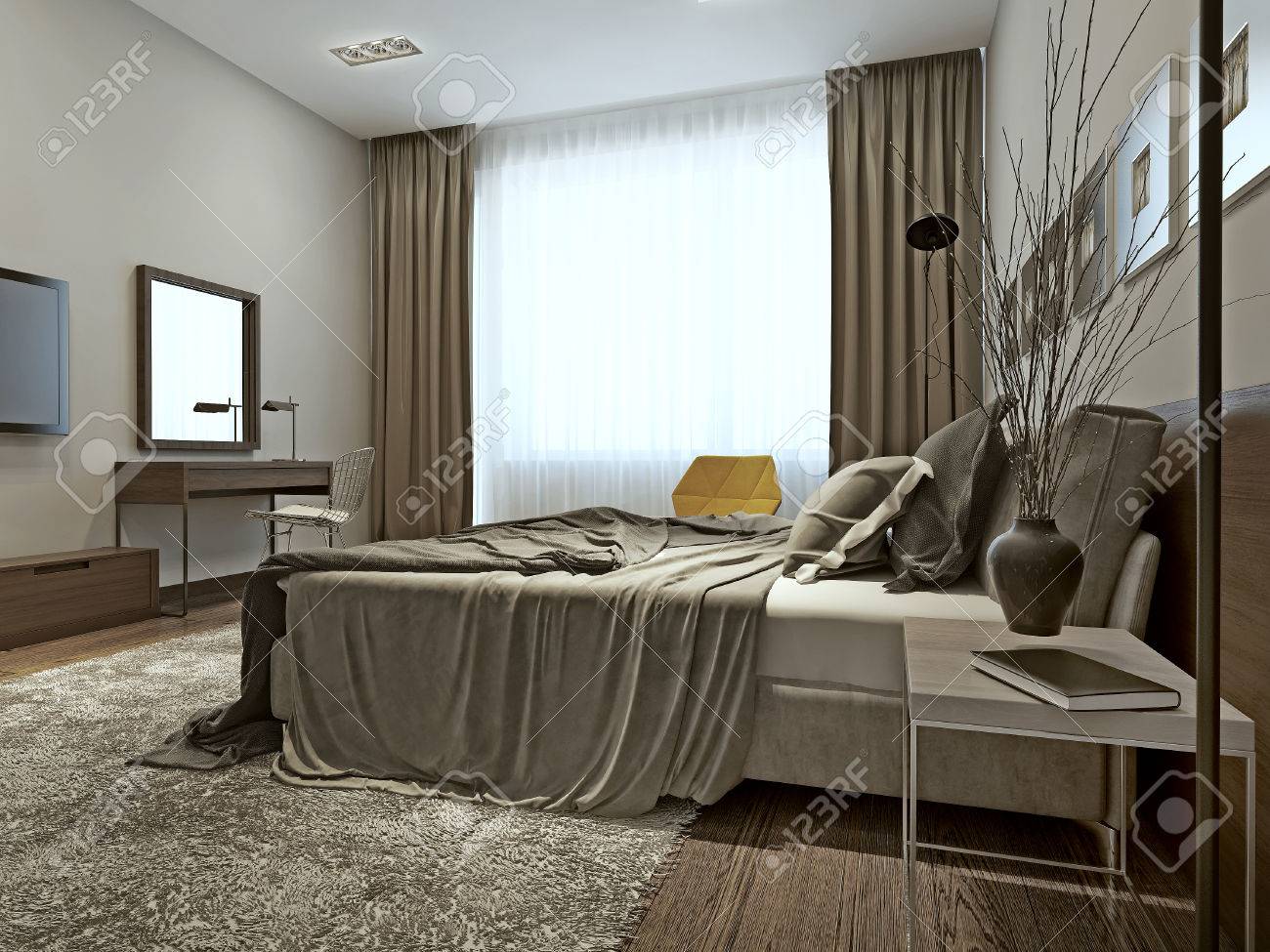 Bedroom Interior High Tech Style 3d Images
