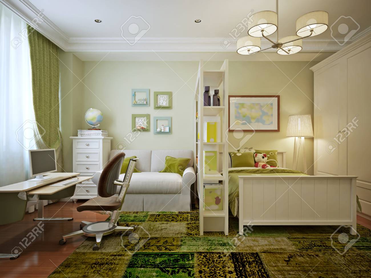 Kinderzimmer Fur Einen Jungen In Einem Modernen Stil 3d Visualisierung Lizenzfreie Fotos Bilder Und Stock Fotografie Image 47268802