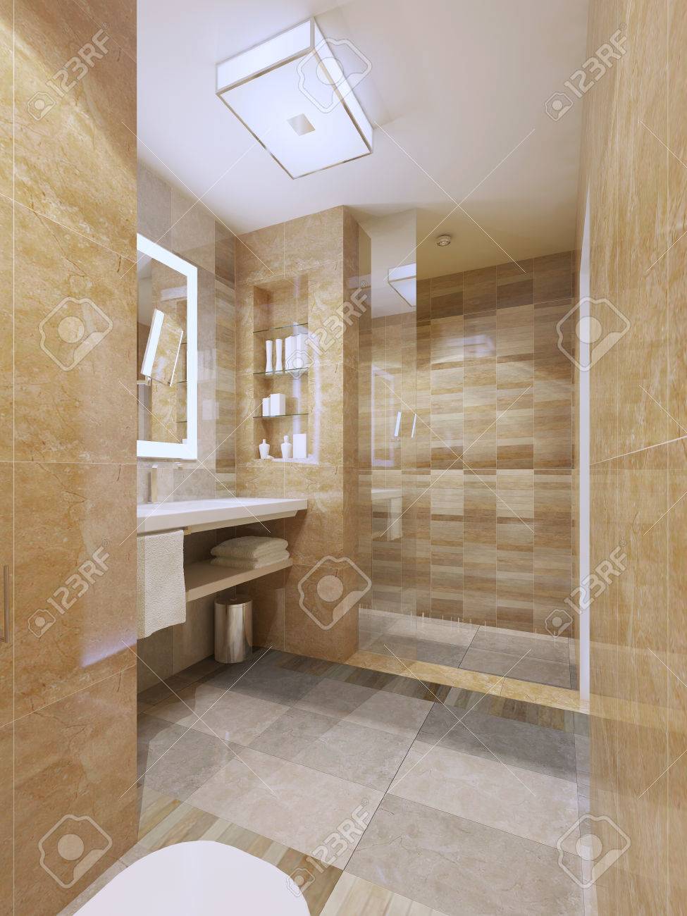 Modernes Design Des Badezimmers Dekor Konzept Geflieste Wande Fussboden Glasturen Zu Einer Dusche 3d Ubertragen Lizenzfreie Fotos Bilder Und Stock Fotografie Image 47622180