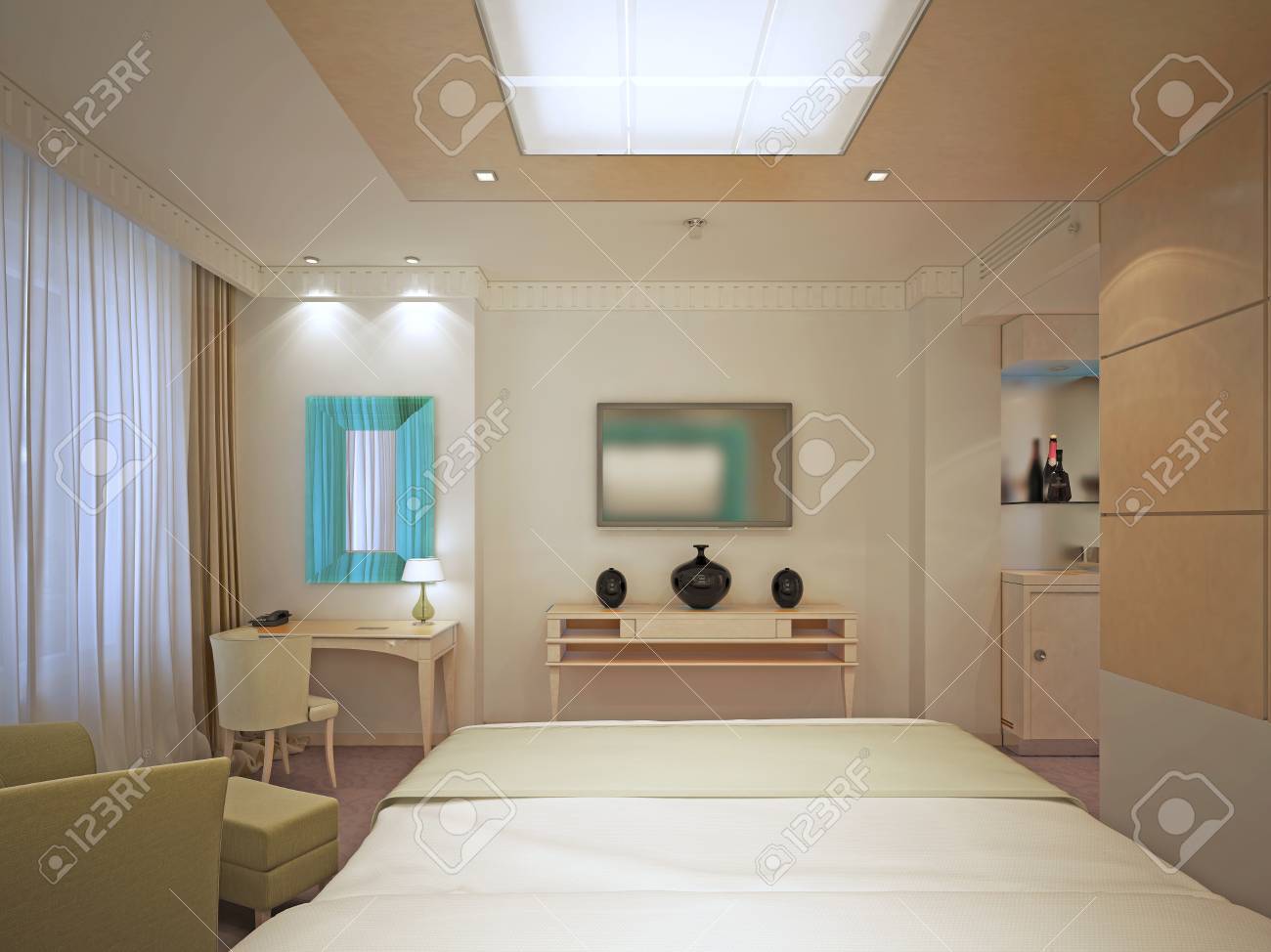 Beautiful Master Bedroom In Art Deco Style Elegant Flat Interior