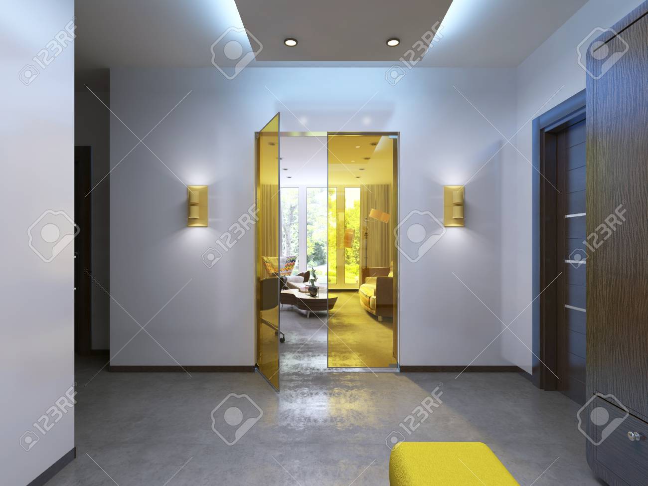 modern lobby hallway in the contemporary style brown furniture