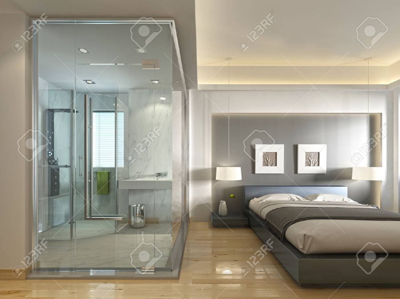 Salle De Bain Jaune Et Gris ~ une chambre d h tel de luxe dans un style contemporain avec du verre Salle De Bain Jaune Et Gris ~ une chambre d h tel de luxe dans un style contemporain avec du verre