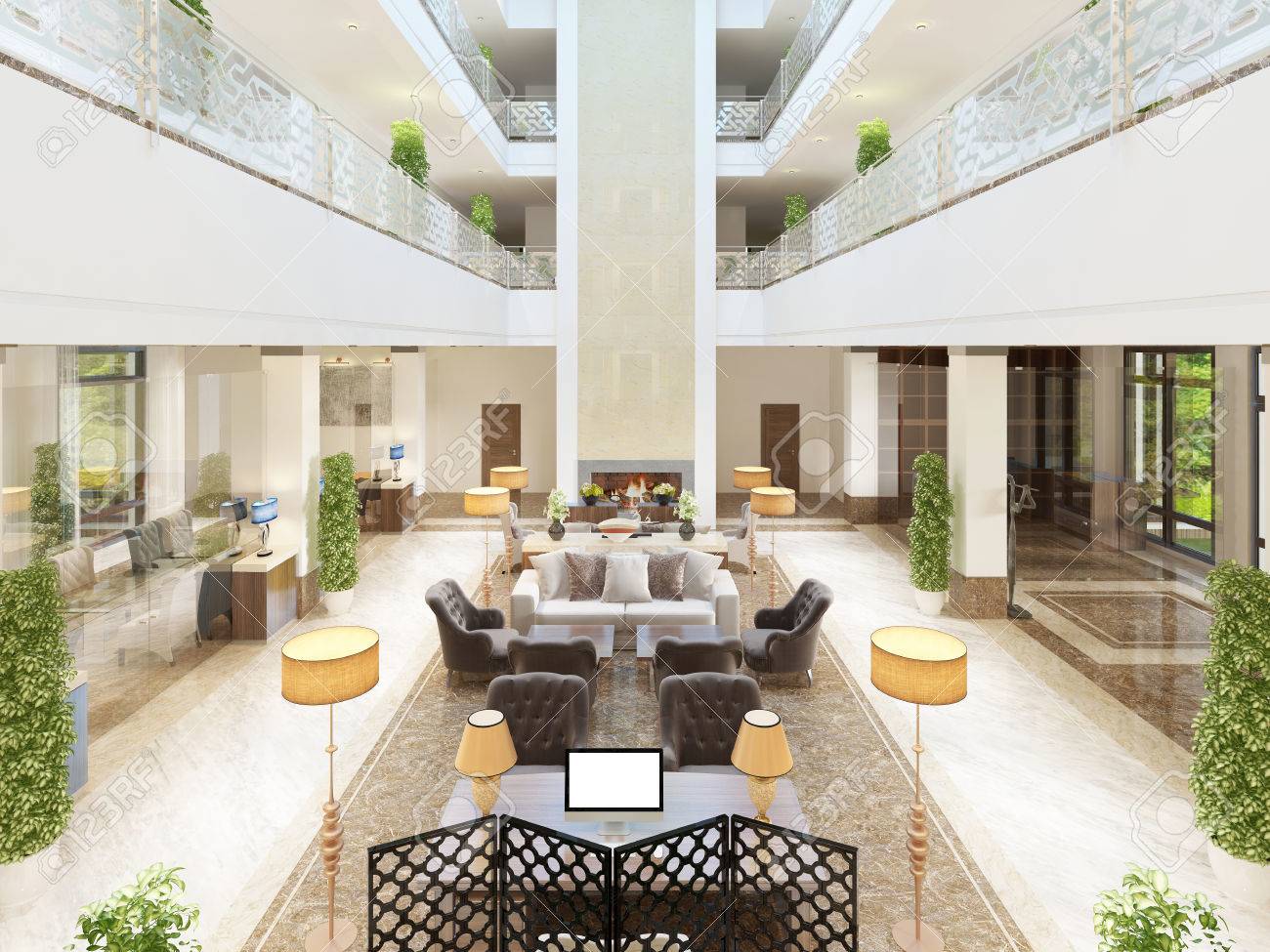 Luxus-Interieur-Design Lounge-Bereich Des Hotels. Teure Polstermöbel ... Luxus-Interieur-Design Lounge-Bereich Des Hotels. Teure Polstermöbel ...