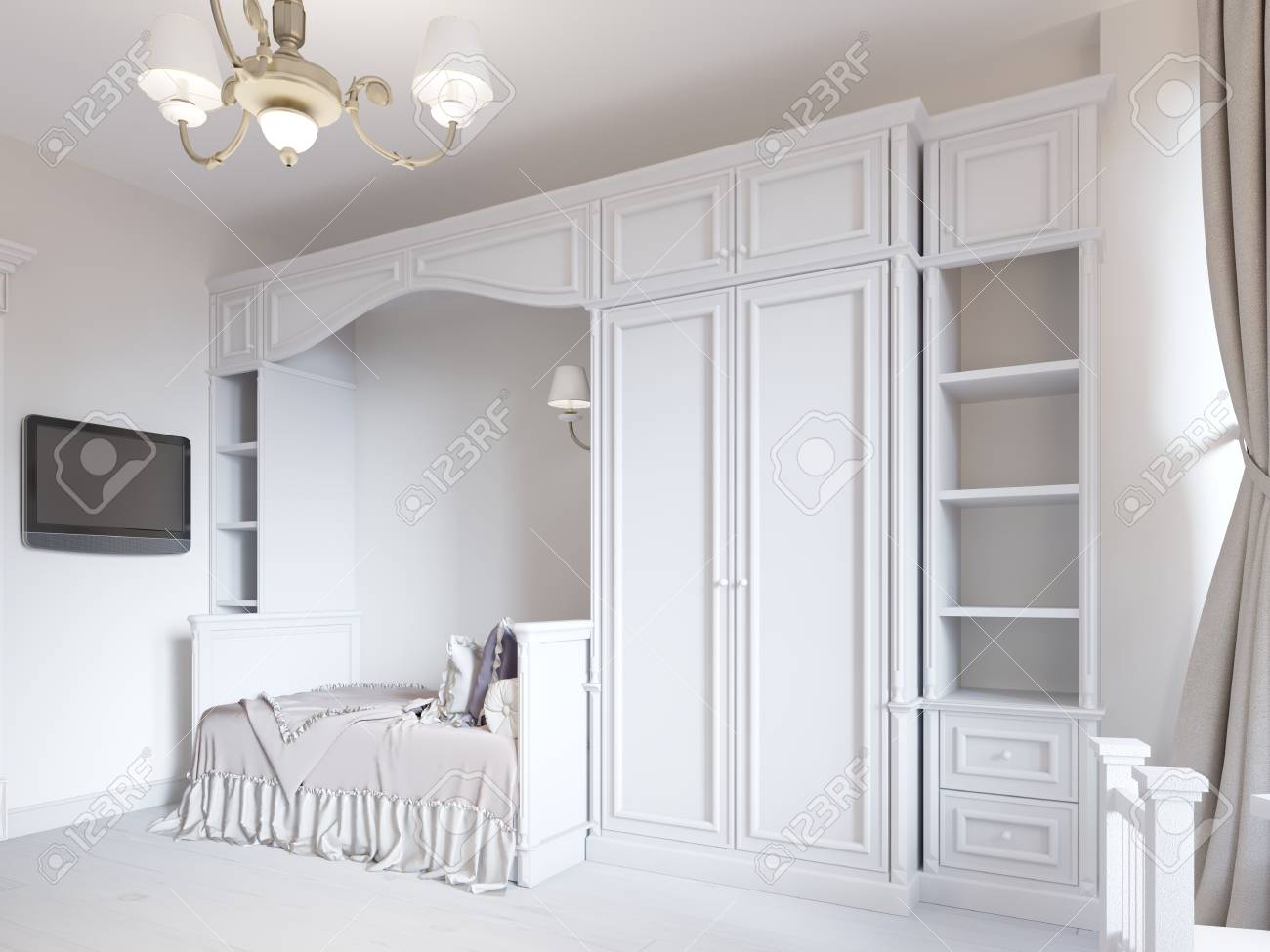 Children S Bedroom With A Bed In A Classic Style With Large