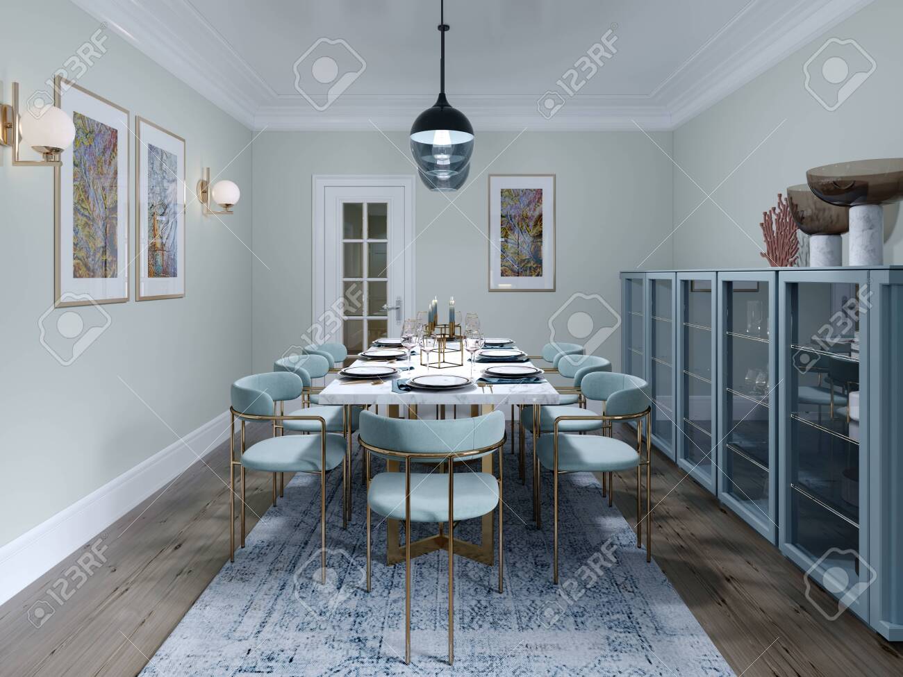 Fashionable Dining Room Design With Dining Table And Chairs For Stock Photo Picture And Royalty Free Image Image 150358879