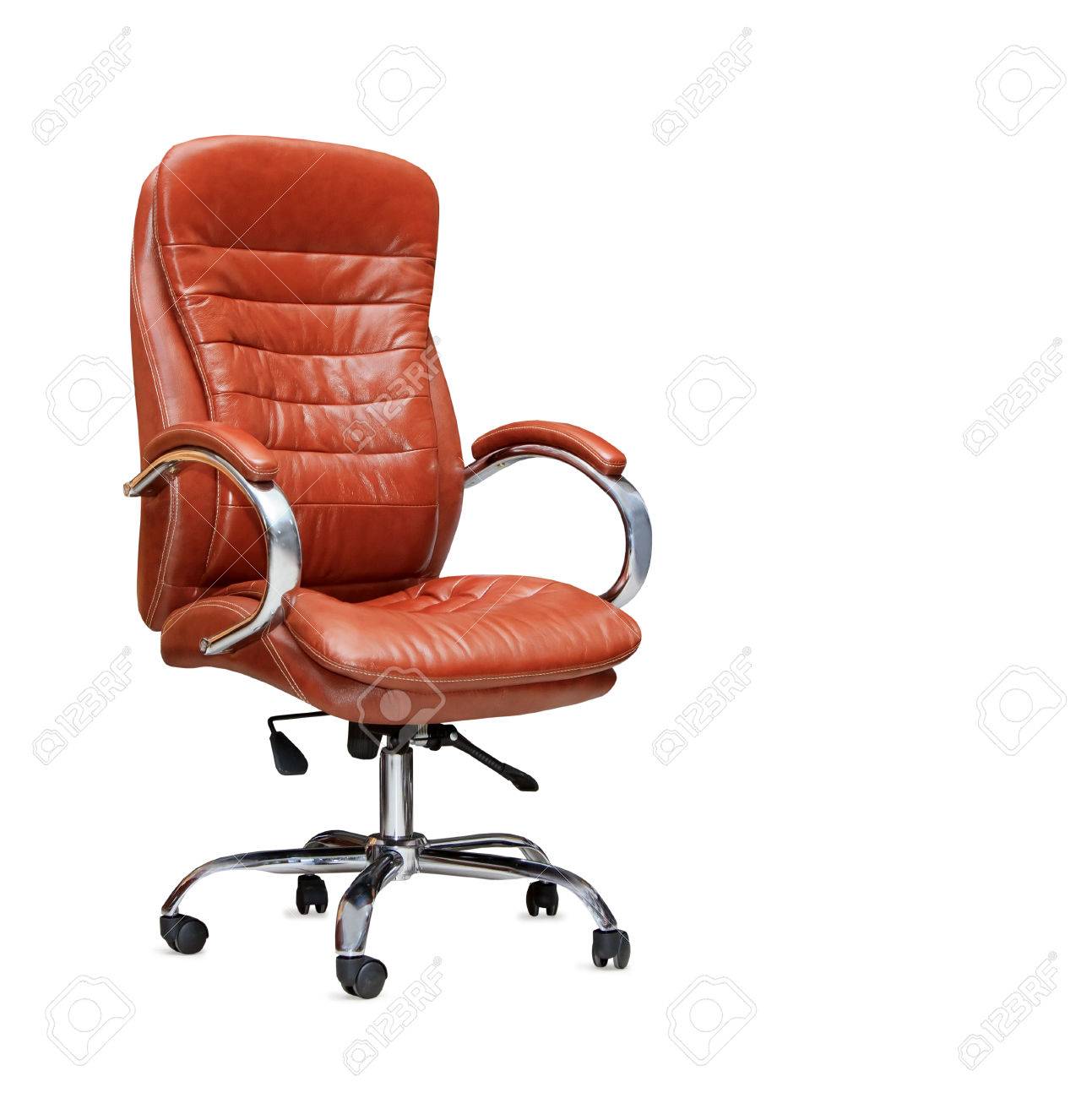 The Office Chair From Orange Leather Isolated Stock Photo Picture And Royalty Free Image Image 24401111