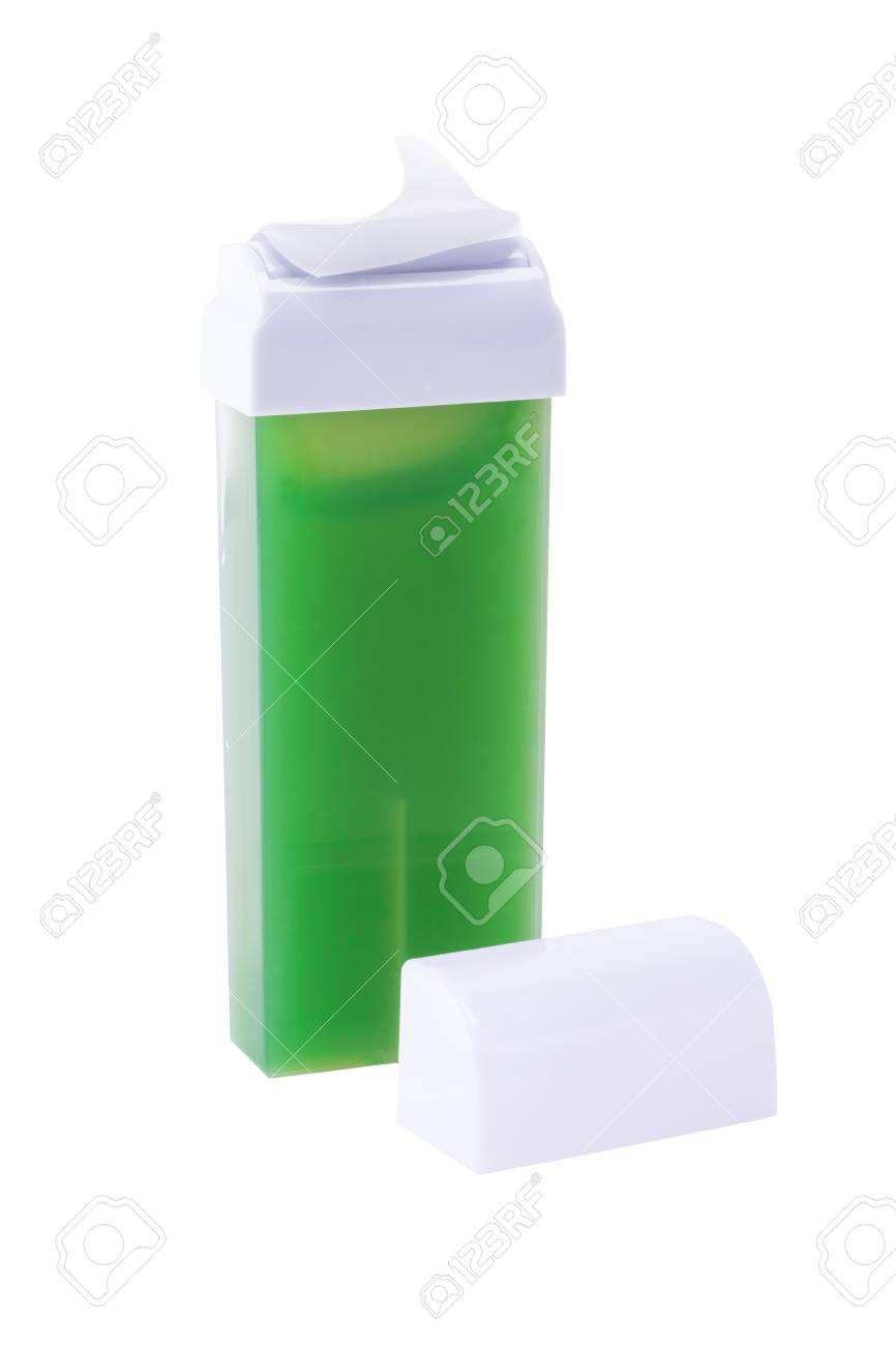 Cartridge With Green Wax For Hair Removal Isolated On White