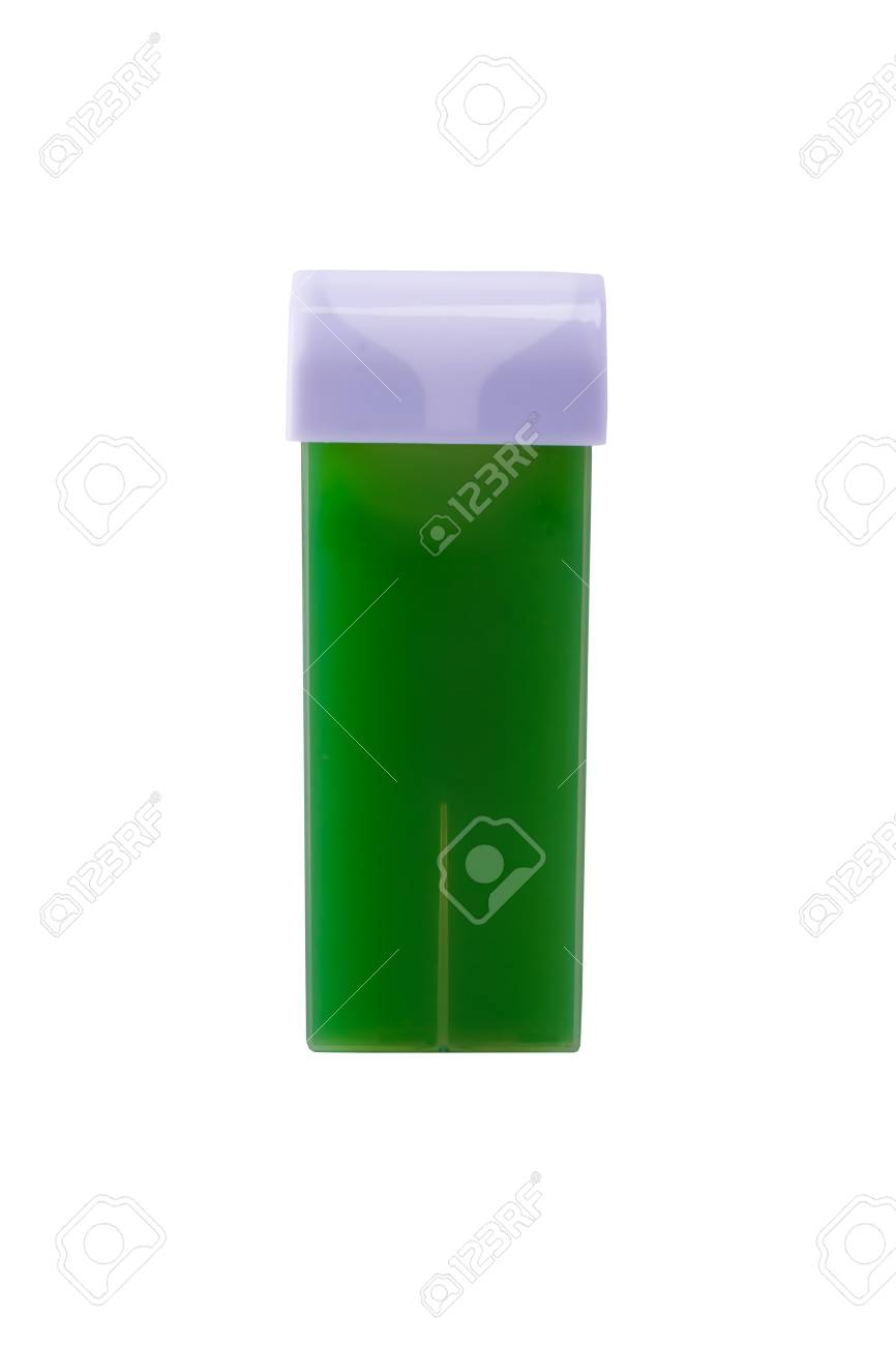 New Cassette With Green Wax For Hair Removal On White Background