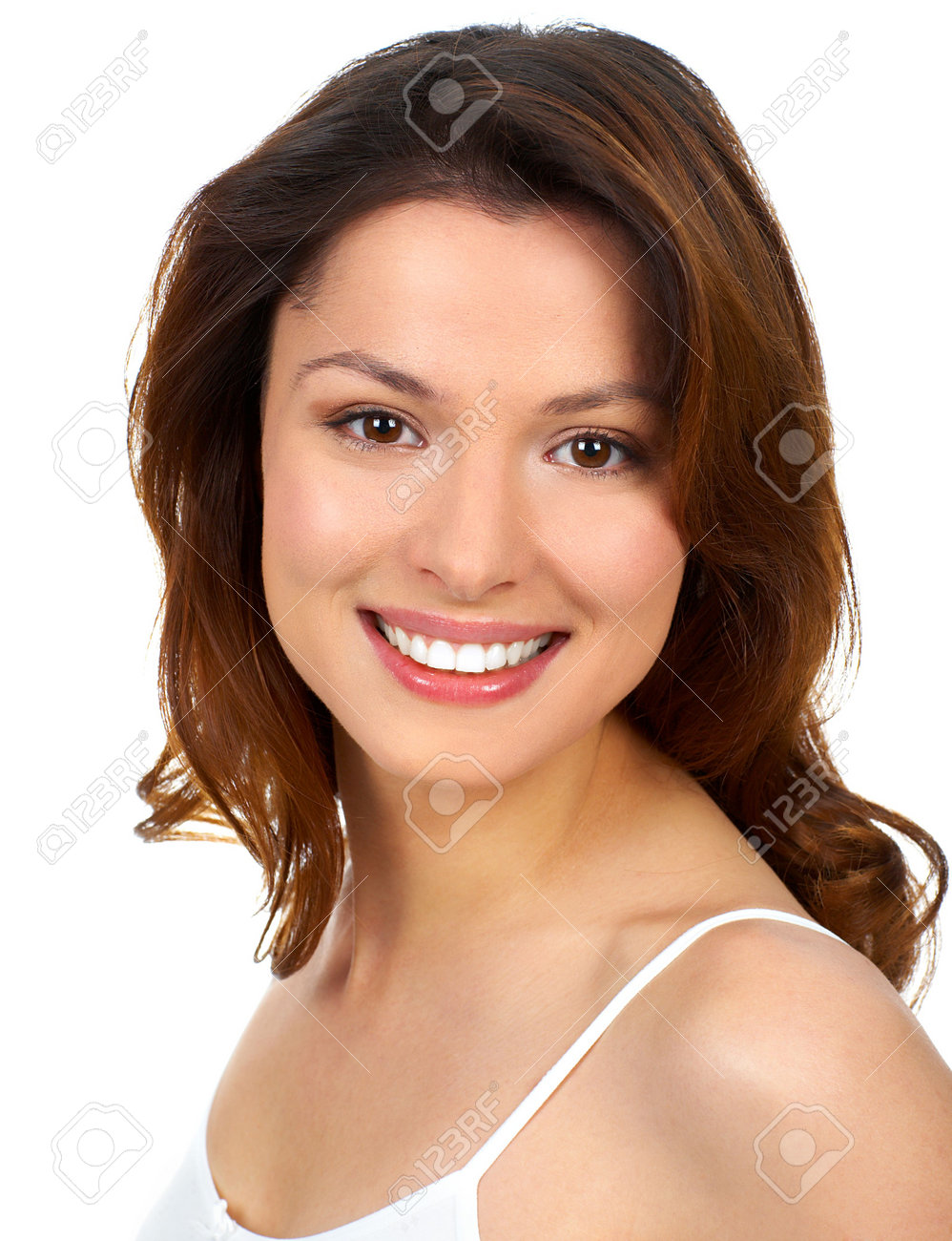 Beautiful young woman smiling. Isolated over white background - 3754984 Beautiful young woman smiling. Isolated over white background - 3754984