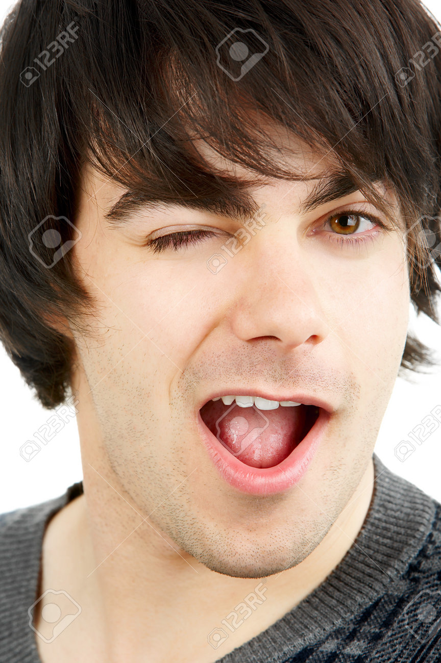 Clin D Oeil Bel Homme Isole Sur Fond Blanc Banque D Images Et Photos Libres De Droits Image 4108762