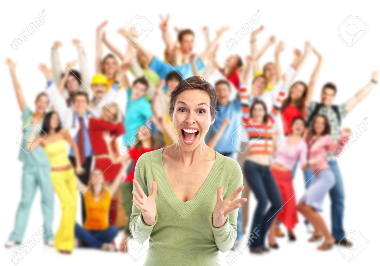 Group Of Happy People Jumping Isolated On White Background Stock Photo,  Picture and Royalty Free Image. Image 23182638.