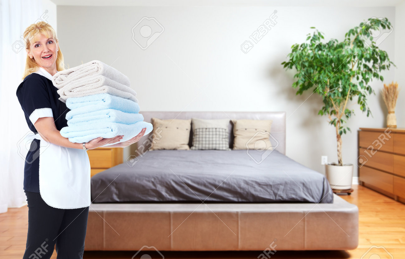 Maid Woman With Towels House Cleaning Service Concept Stock Photo 46626188 Maid Woman With Towels House Cleaning Service Concept Stock Photo 46626188