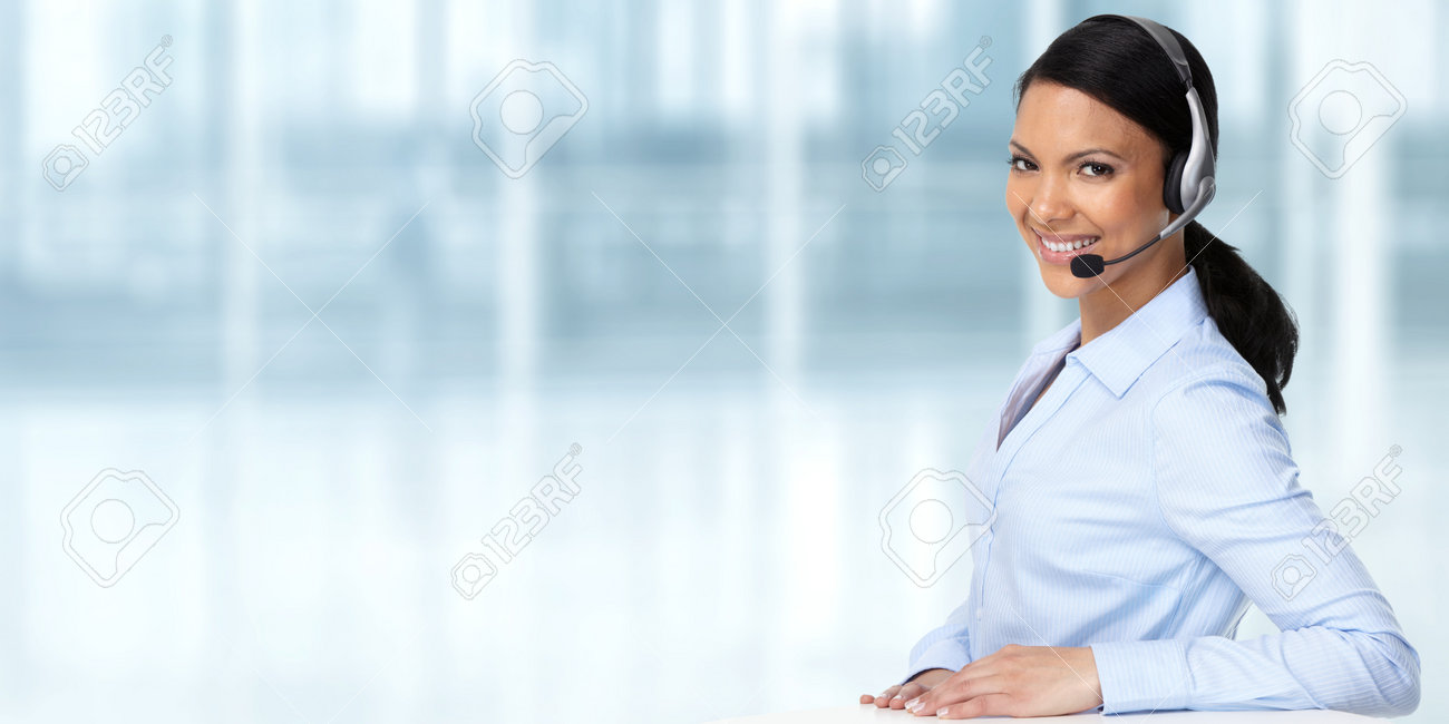 Smiling asian agent business woman with headsets. - 52887294 Smiling asian agent business woman with headsets. - 52887294