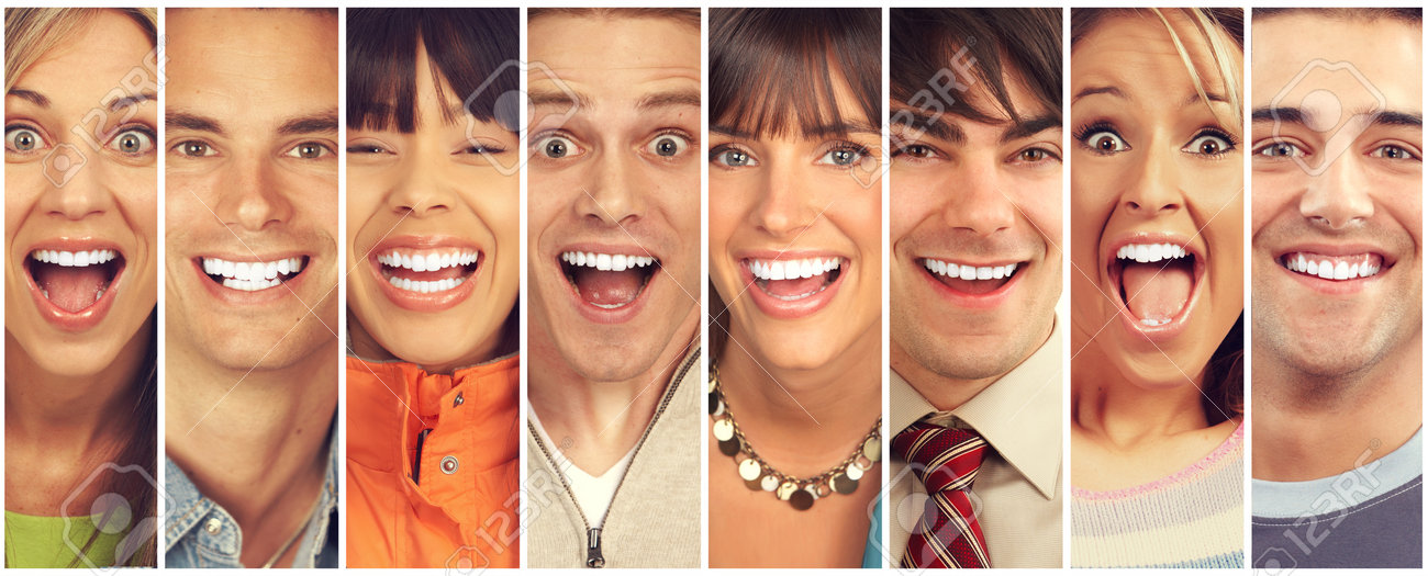 Set of happy laughing faces. People collection. - 64886284 Set of happy laughing faces. People collection. - 64886284