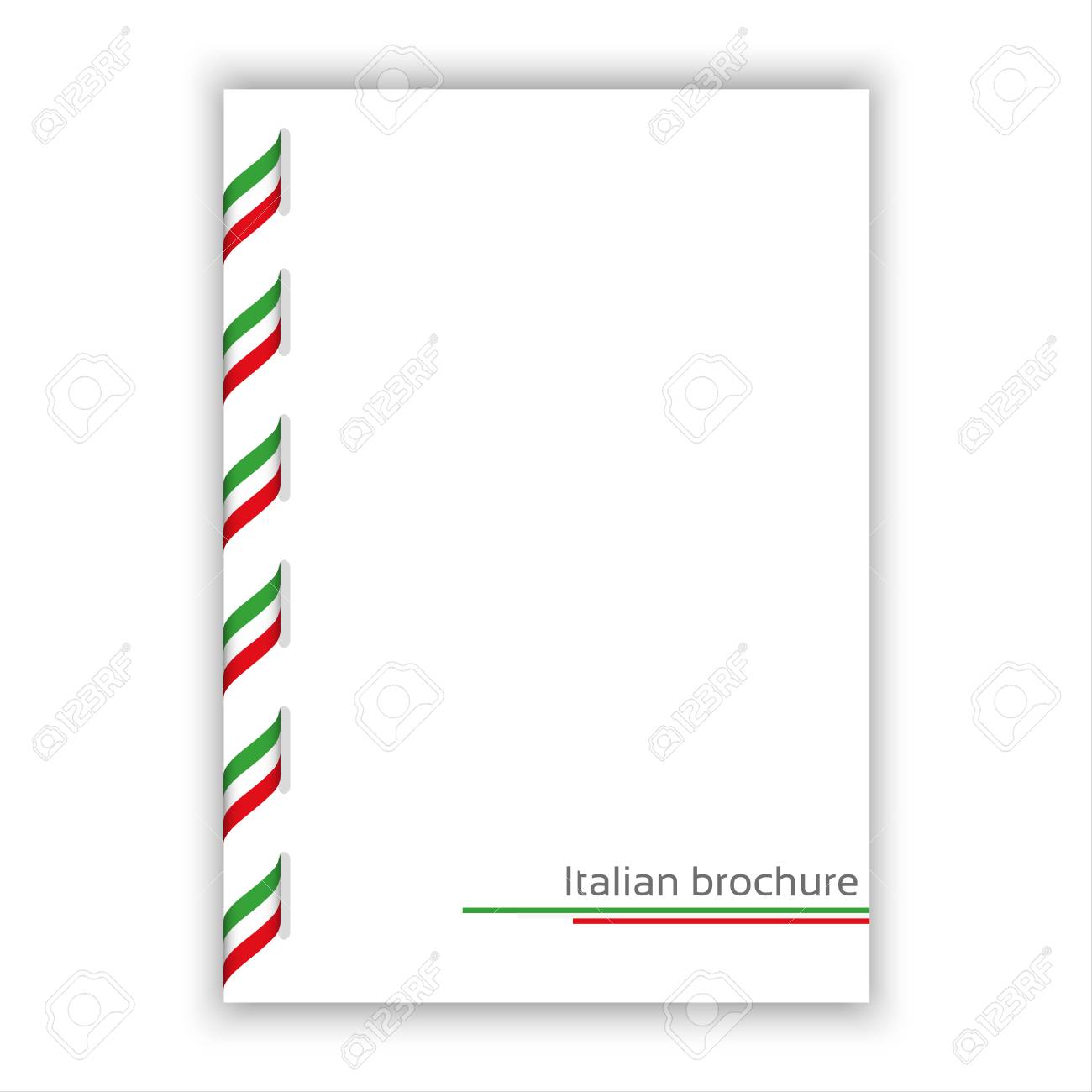 white brochure with ribbon in italian tricolor vector illustration white brochure
