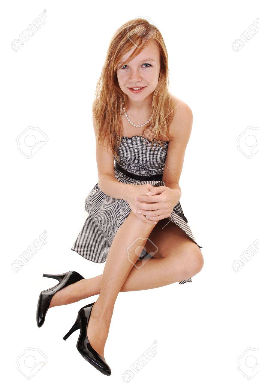 white dress with black heels