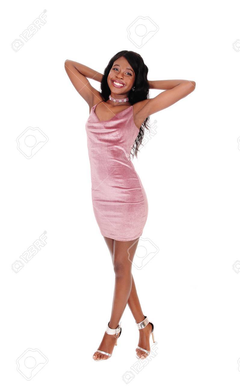 pink dress with white heels