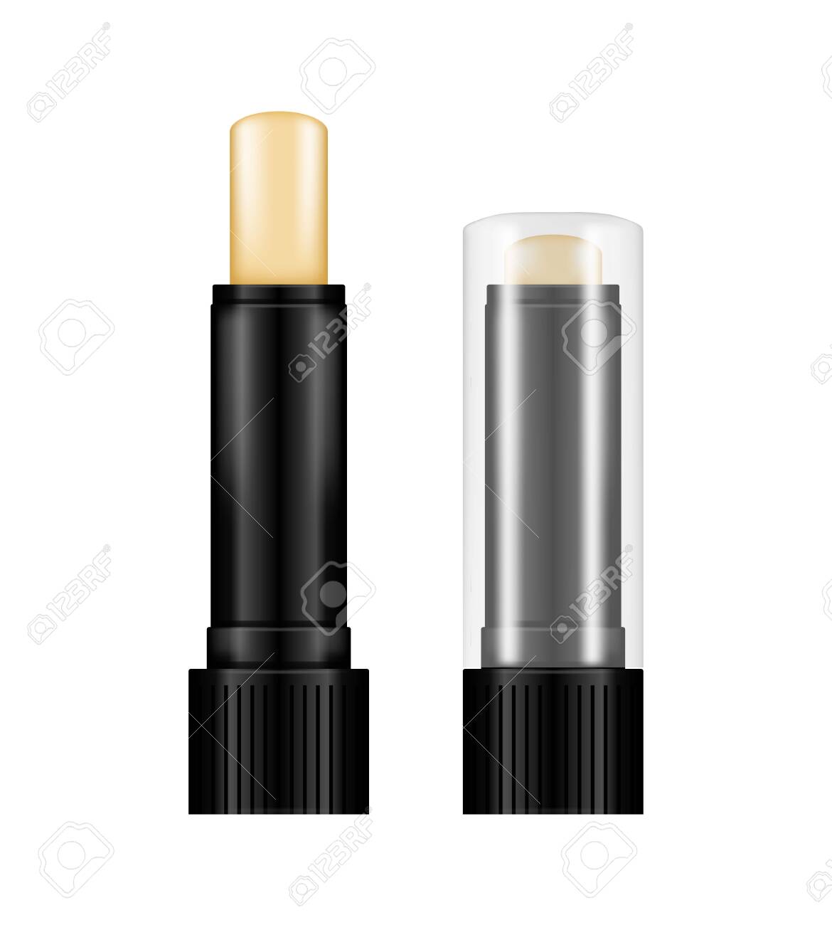 Download Realistic Black Glossy Tintless Lipstick Tube Mockup Isolated Royalty Free Cliparts Vectors And Stock Illustration Image 146723190