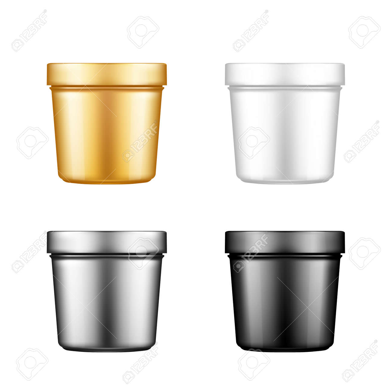 Download Set Of White Silver Gold And Black Plastic Bucket Mockup Ice Royalty Free Cliparts Vectors And Stock Illustration Image 150902051