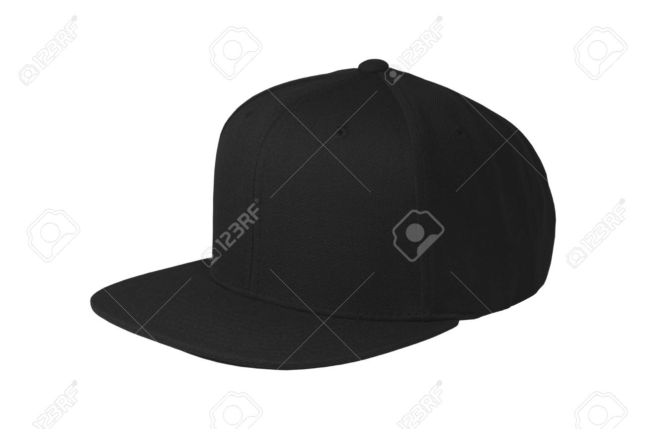 Maquette Plat Vide Snap Retour Chapeau Noir Isole Vue Sur Fond Blanc Banque D Images Et Photos Libres De Droits Image